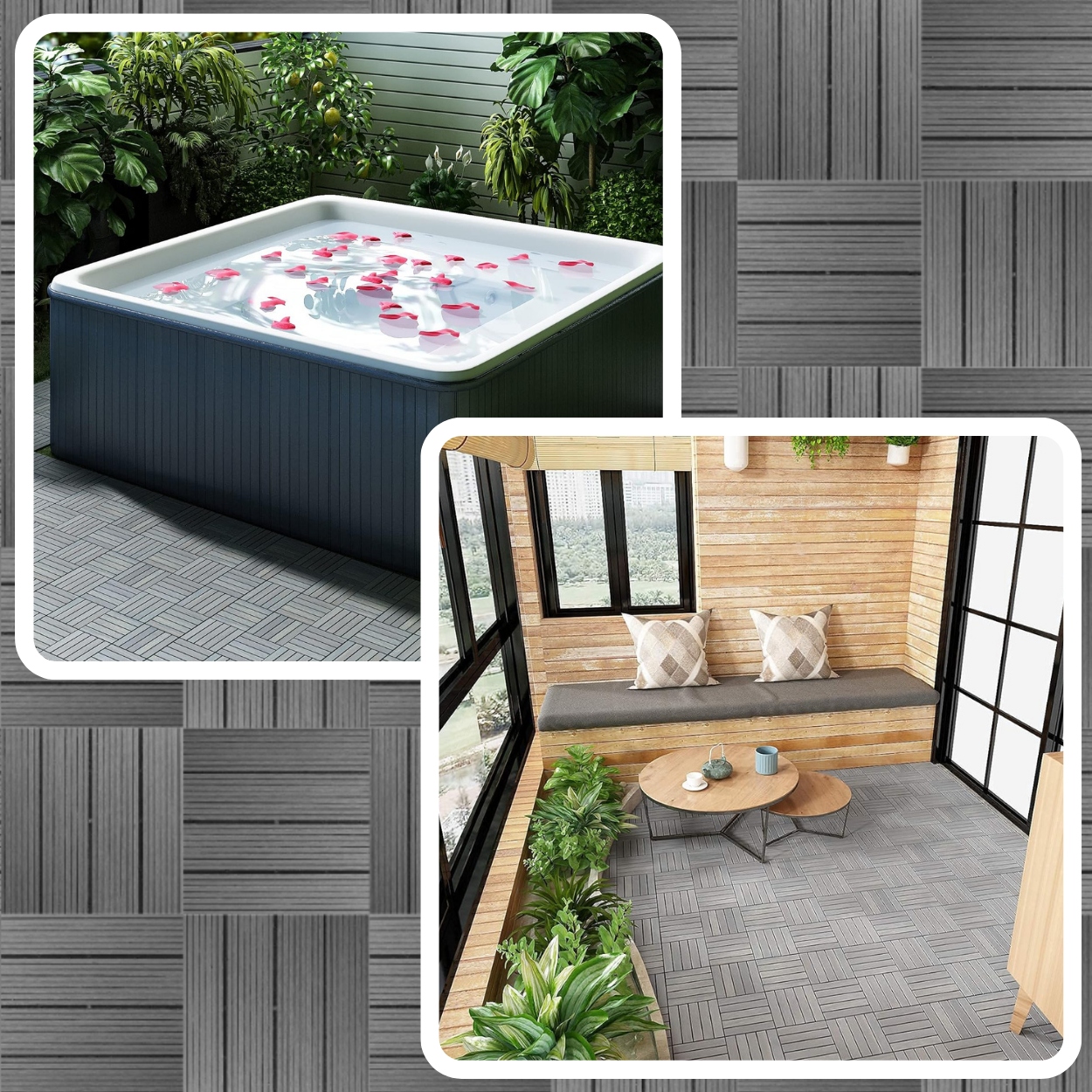 PODEST TARASOWY KOMPOZYTOWY PODŁOGA NA TARAS SZARY DREWNO 30x30x2,5cm Długość 0.3 m