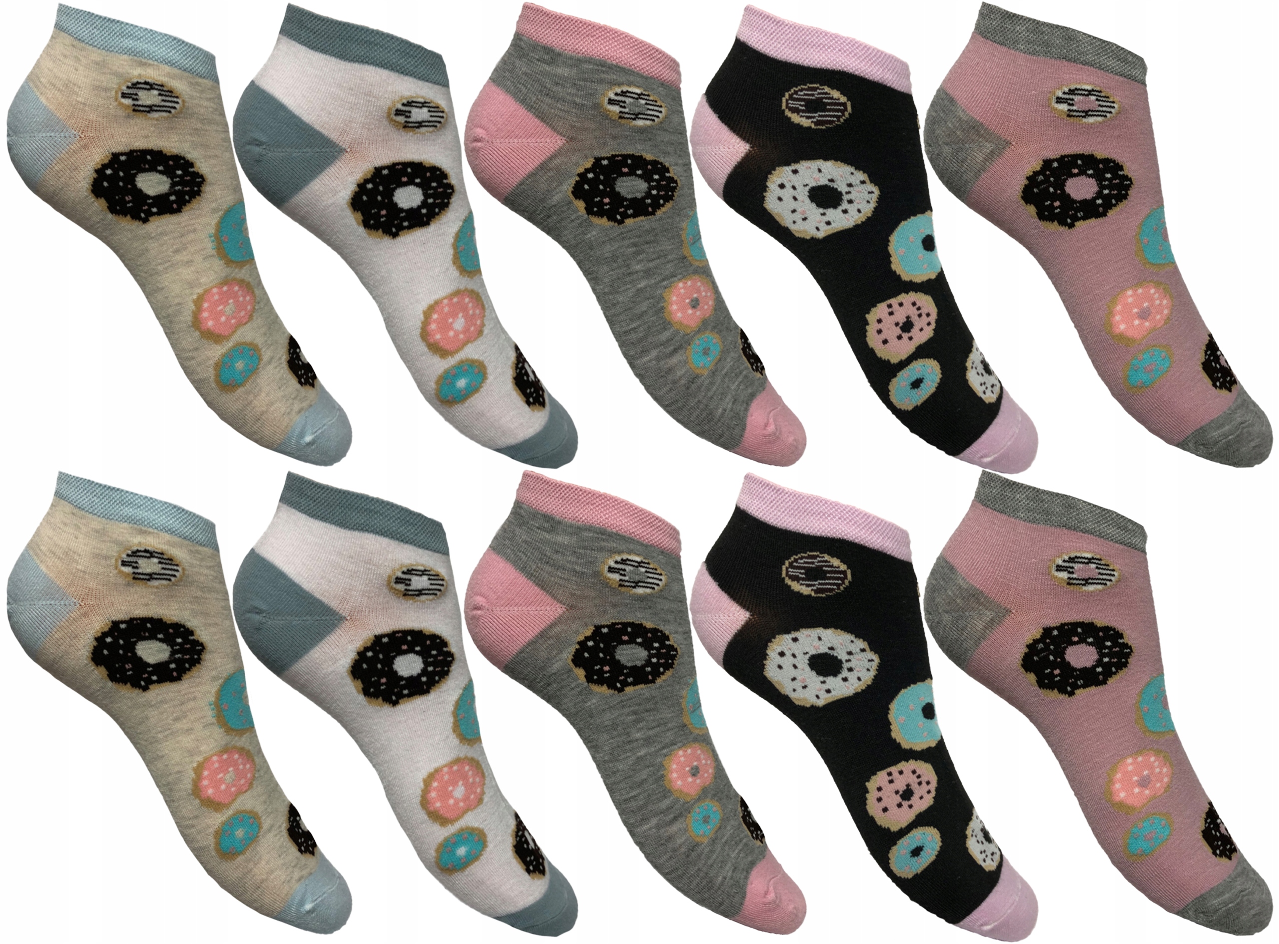 

5 par skarpetki Damskie stopki smieszne bawełniane