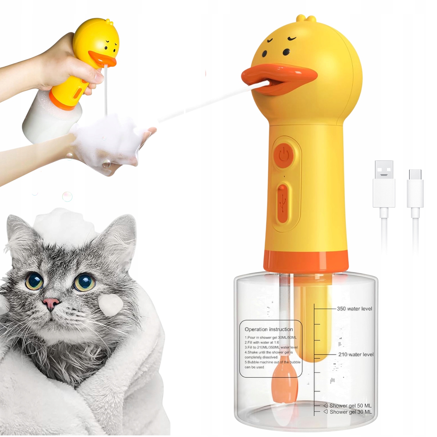 Levně Elektrický Pěnový Stroj Do Koupele Pro Zvířata 350 ML Voděodolný