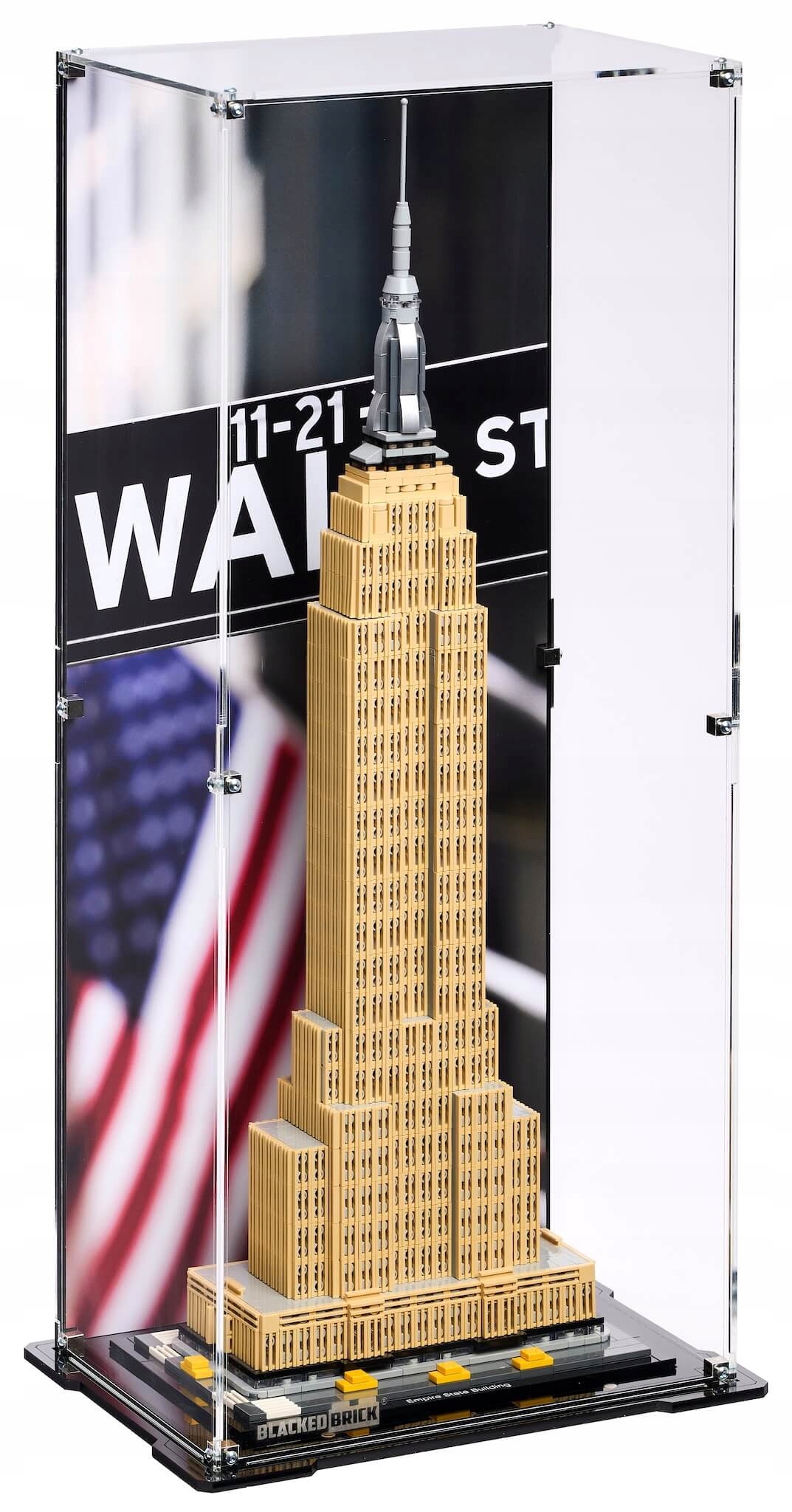 Vitrína s pozadím Blacked Brick pre Lego 21046 Architecture Empire State
