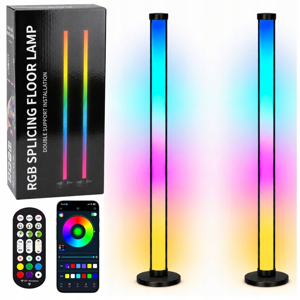 Podlahové lampy Smart Barevná Led světla Rgb Dálkový Ovladač Aplikace 125 cm 2 ks