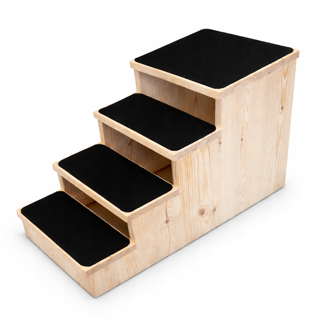 schodki dla psa 4 stopnie 40cm drewno Naturalne Duże głębokość 30cm