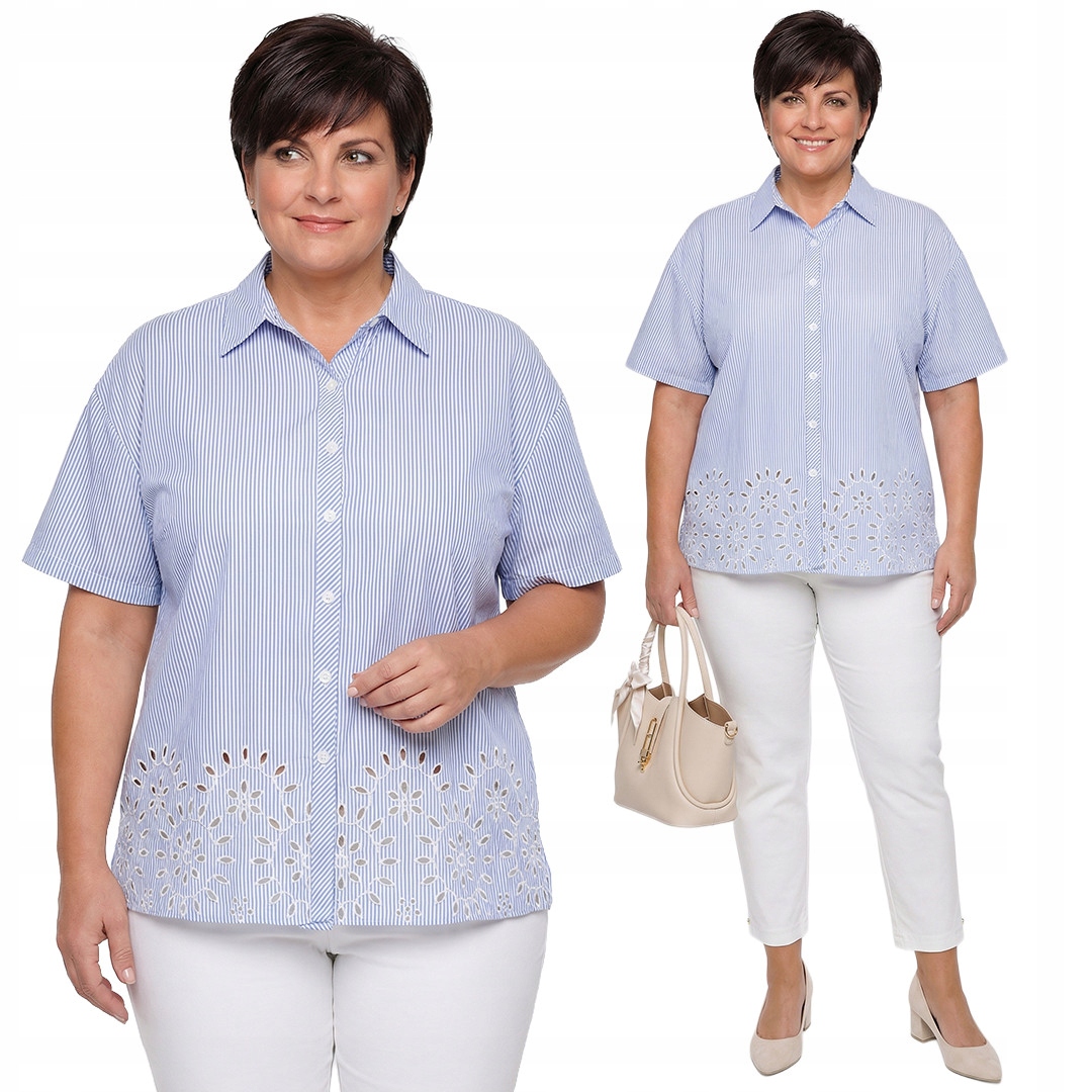 Pruhovaná košile s ažurovým spodním dílem plus size velikost 56
