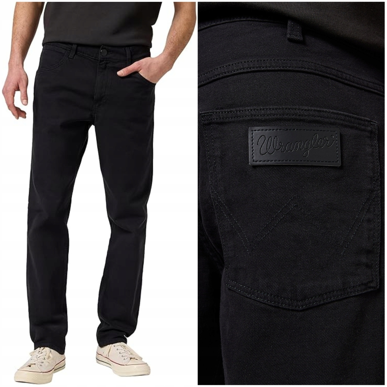 Wrangler Greensboro Black Rinse černé jednoduché džínové kalhoty W30 L34