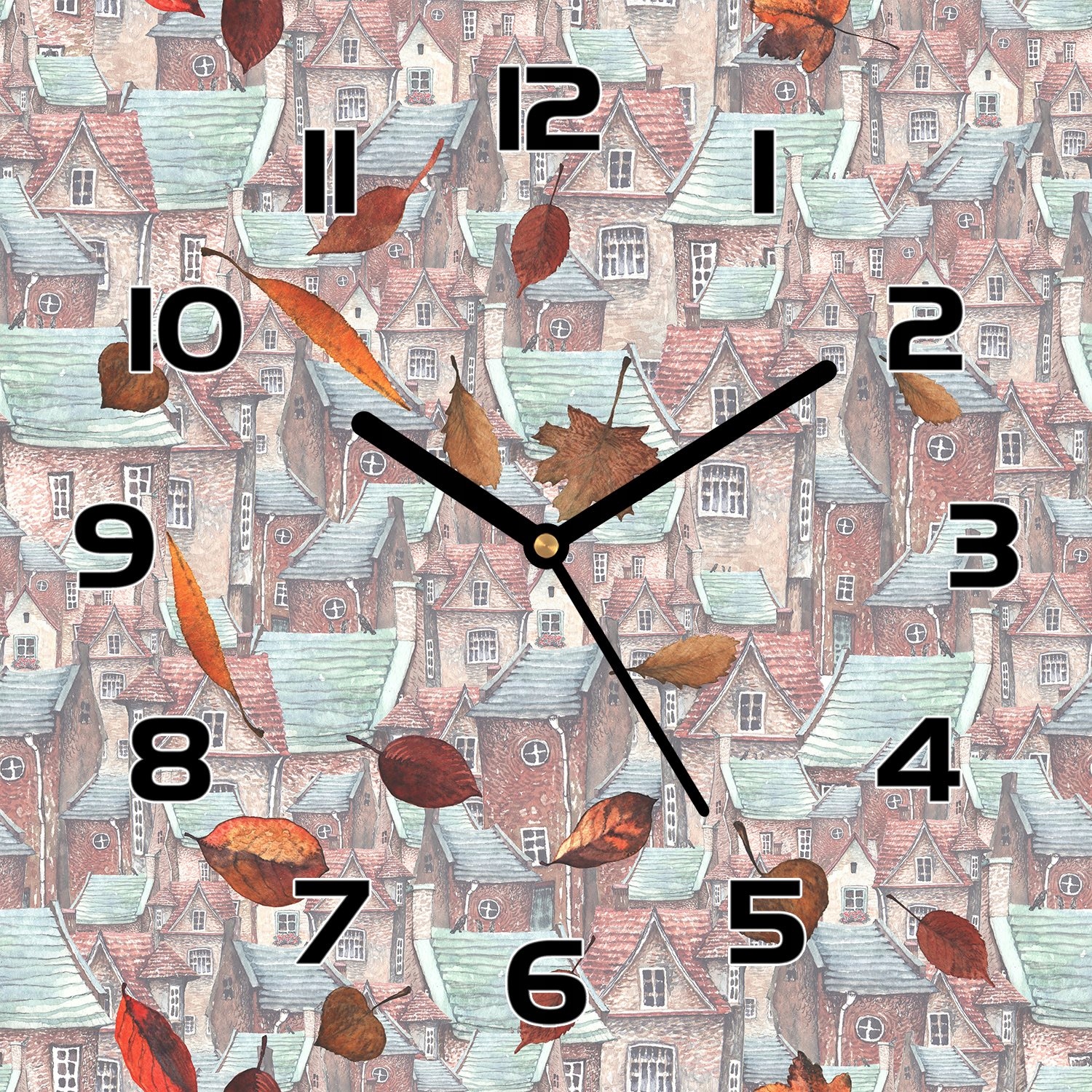 

Cichy zegar na szkle Jesienne stare miasto 30x30cm