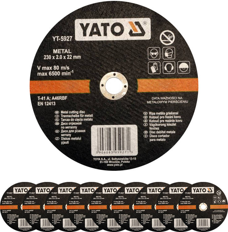

Tarcza Do Cięcia Metalu 230X2,0X22 MM 10 Sztuk