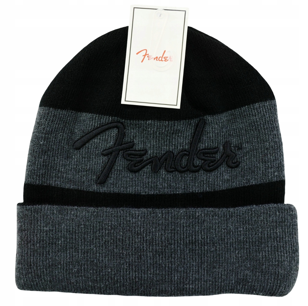 Pánská zimní Čepice bez bambulky Fender Guitar 54-60 cm s výšivkou