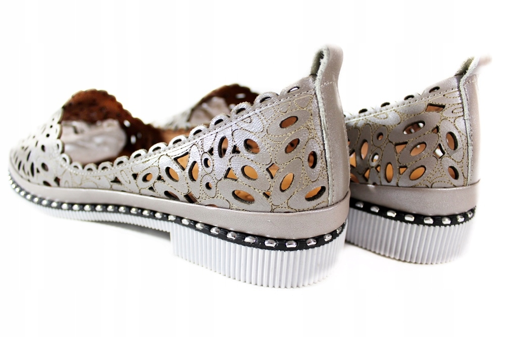 Półbuty Ravini 2025 R.38 Skóra Beż Lico Ażurowe Rozmiar 38