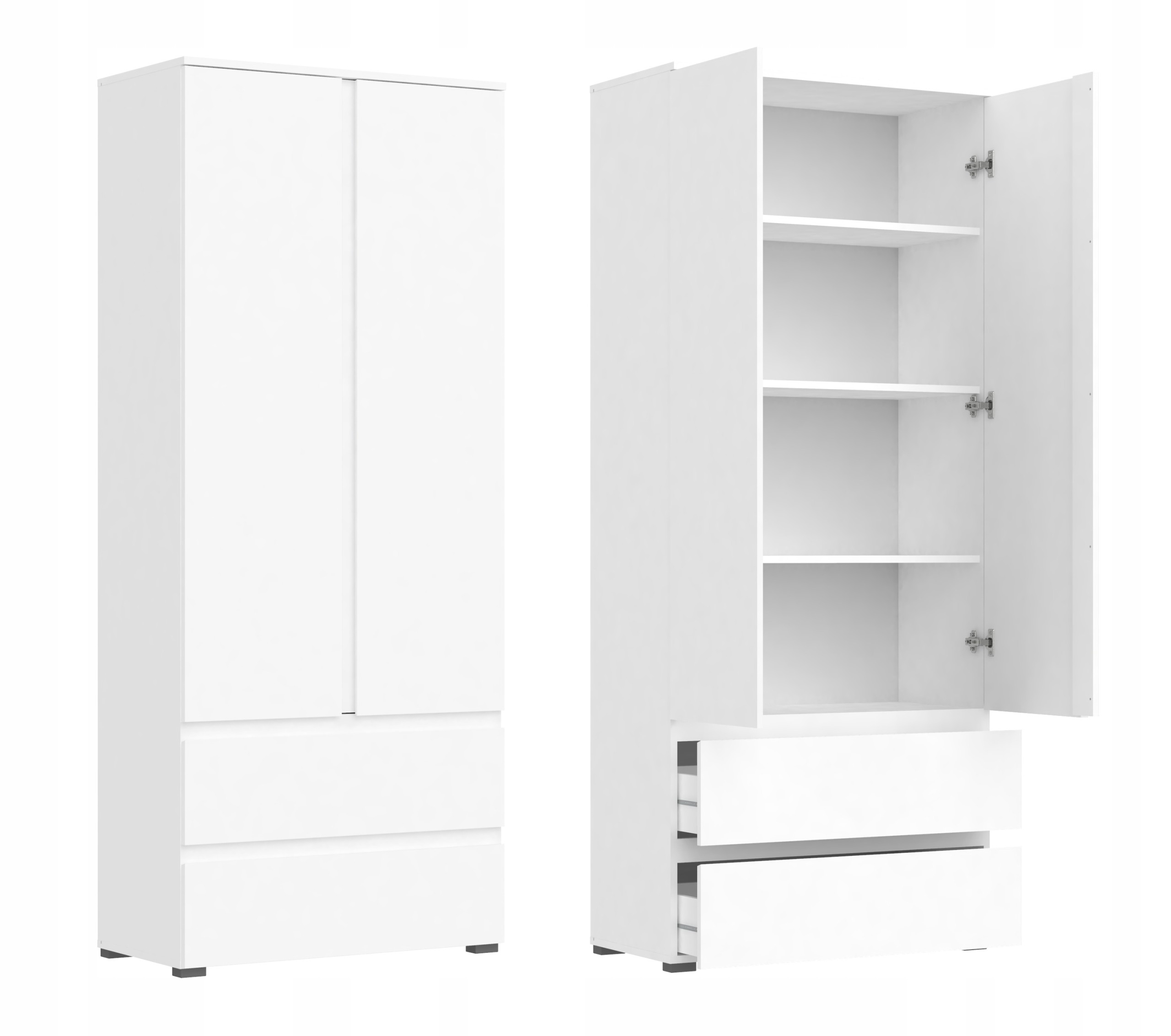 SZAFA BIAŁA DWUDRZWIOWA Z SZUFLADAMI 80 CM