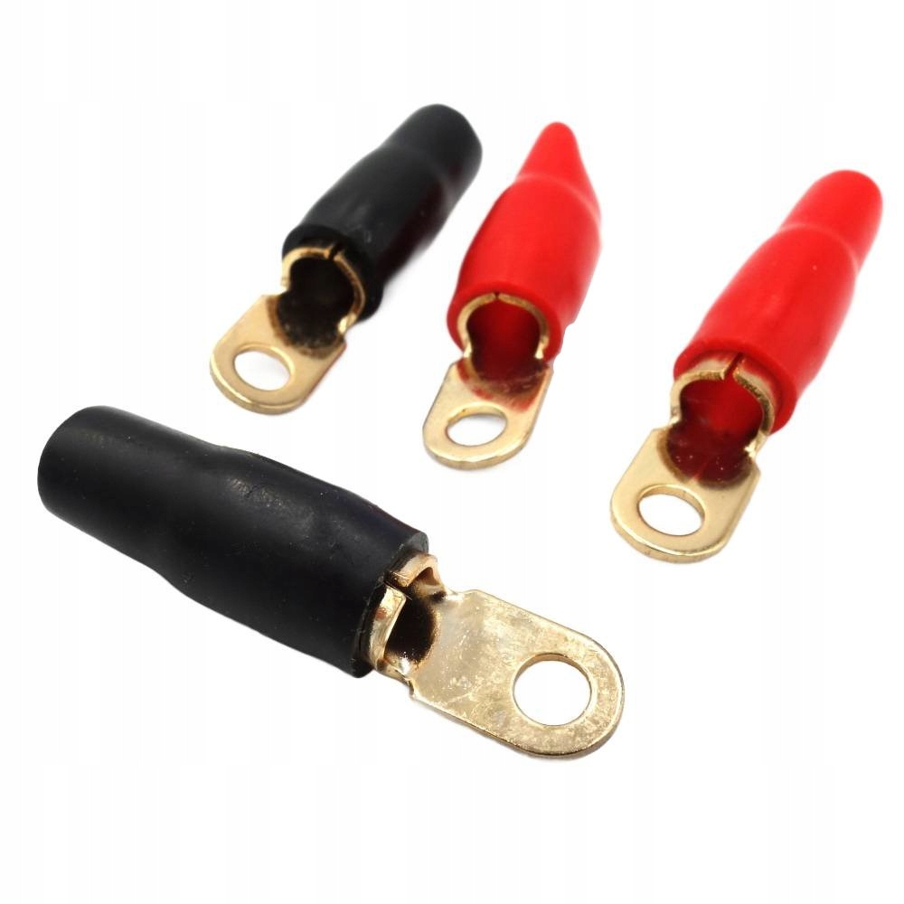 Zestaw konektorów oczkowych 4 sztuki M4 izolowane czarne i czerwone