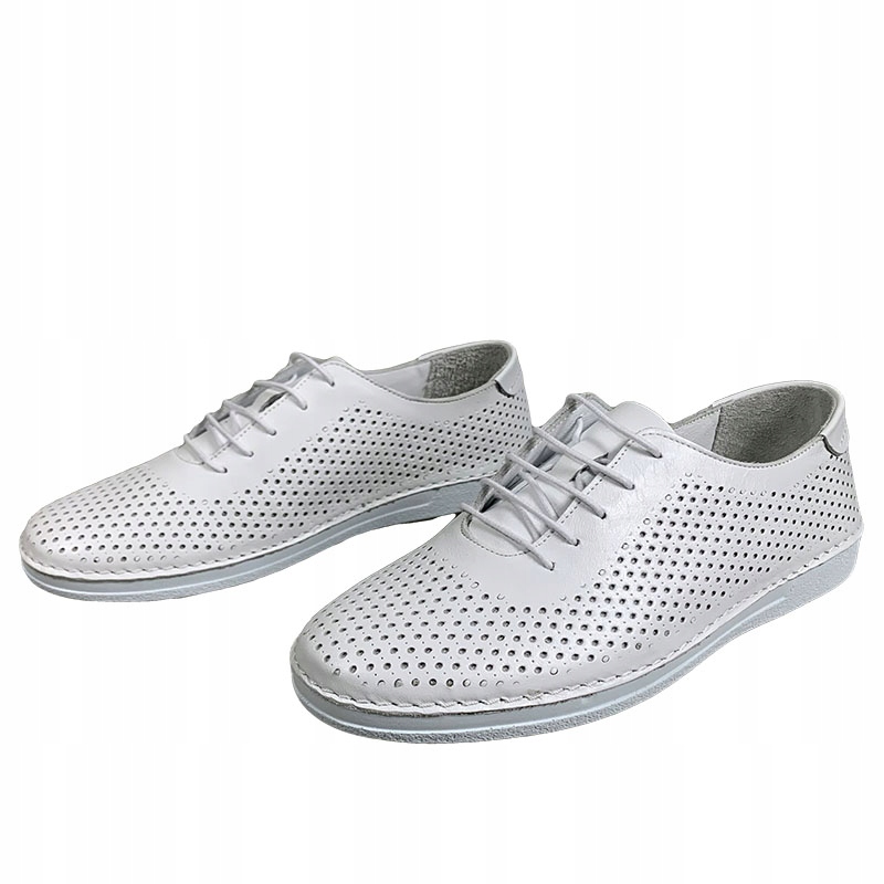 LORETTA VITALE 227 ażurowe białe półbuty R.38 Kolor biały