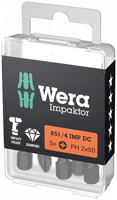 Bit Impaktor 1/4" Din 3126 E6,3 PH2x50mm 5ks/bal. Wera