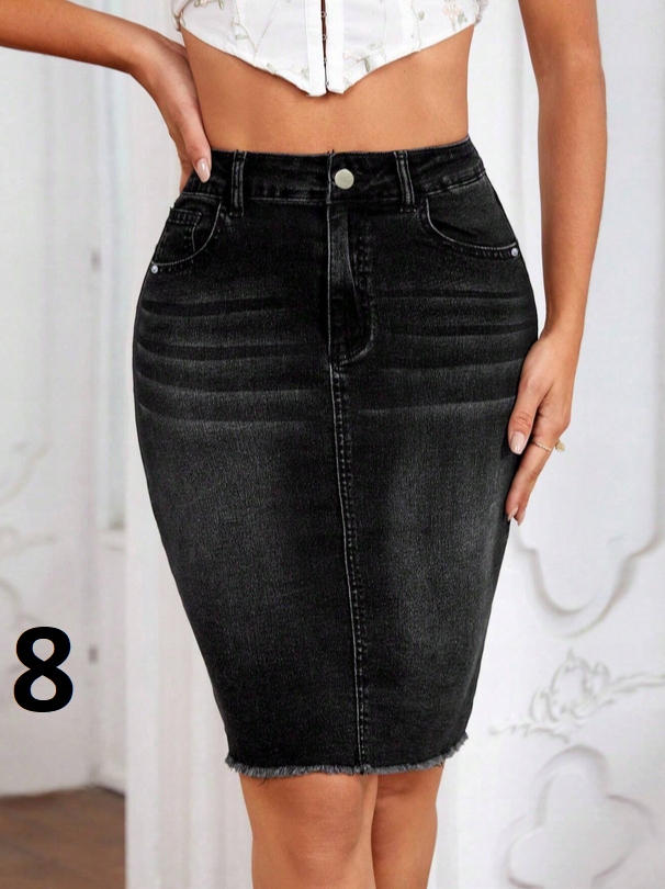 SPÓDNICA JEANSOWA BARDZO ELASTYCZNA WYGODNA JEANS DUŻO KOLORÓW S Wzór dominujący bez wzoru