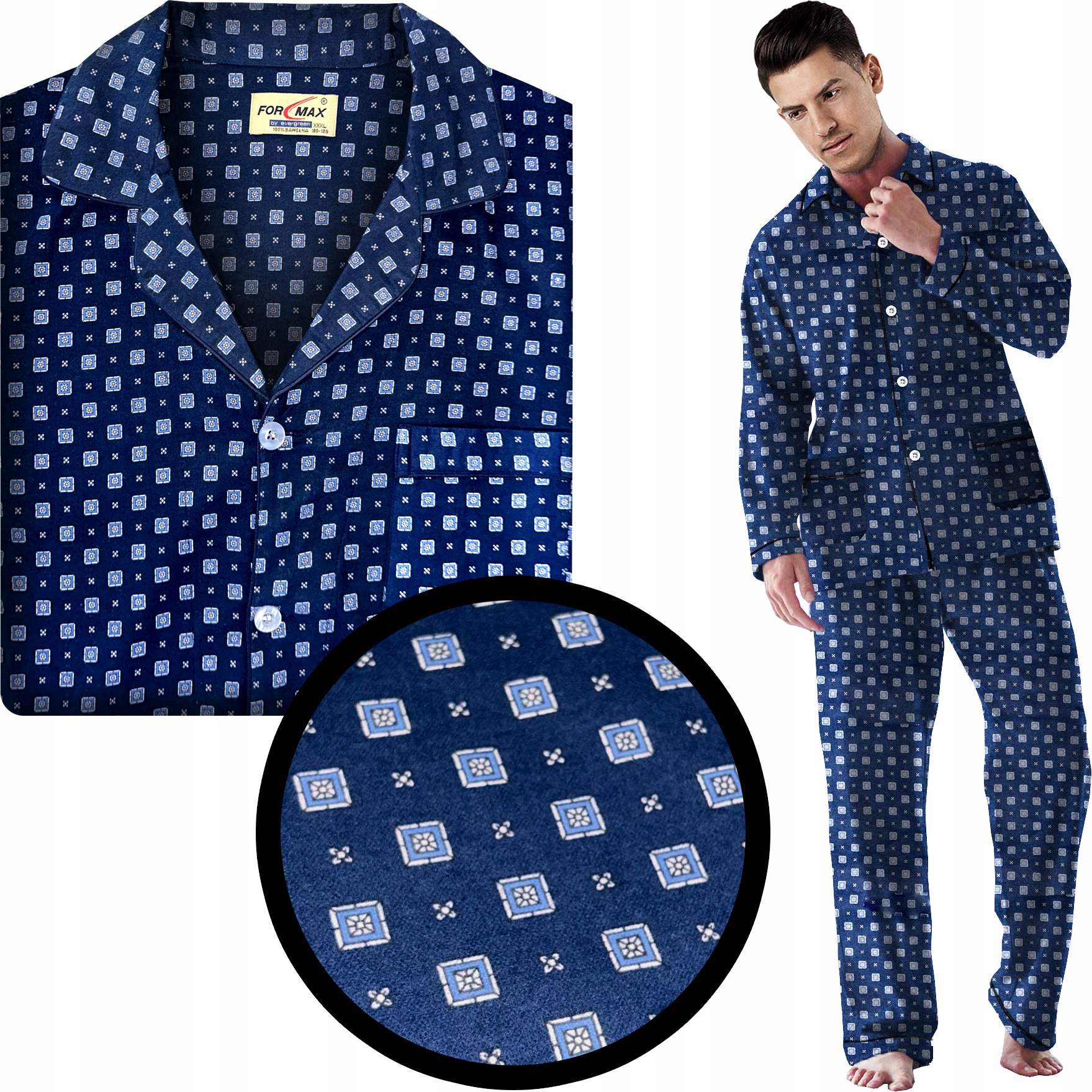 Formax teplé Flanelové pánské pyžamo Rozepínací prémiová kvalita XL