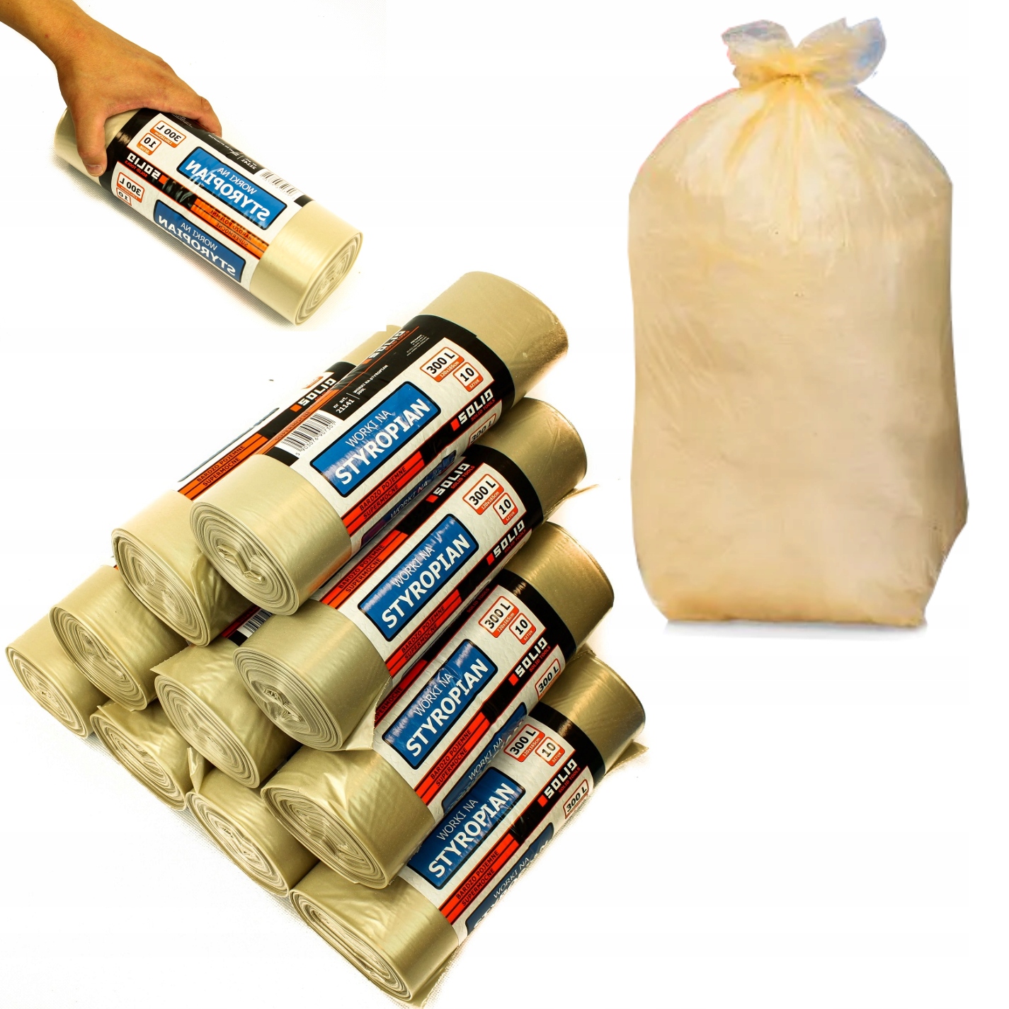 Levně Solid Sáčky Na Odpadky Z Polystyrenu Silné 300L 100 Kusů
