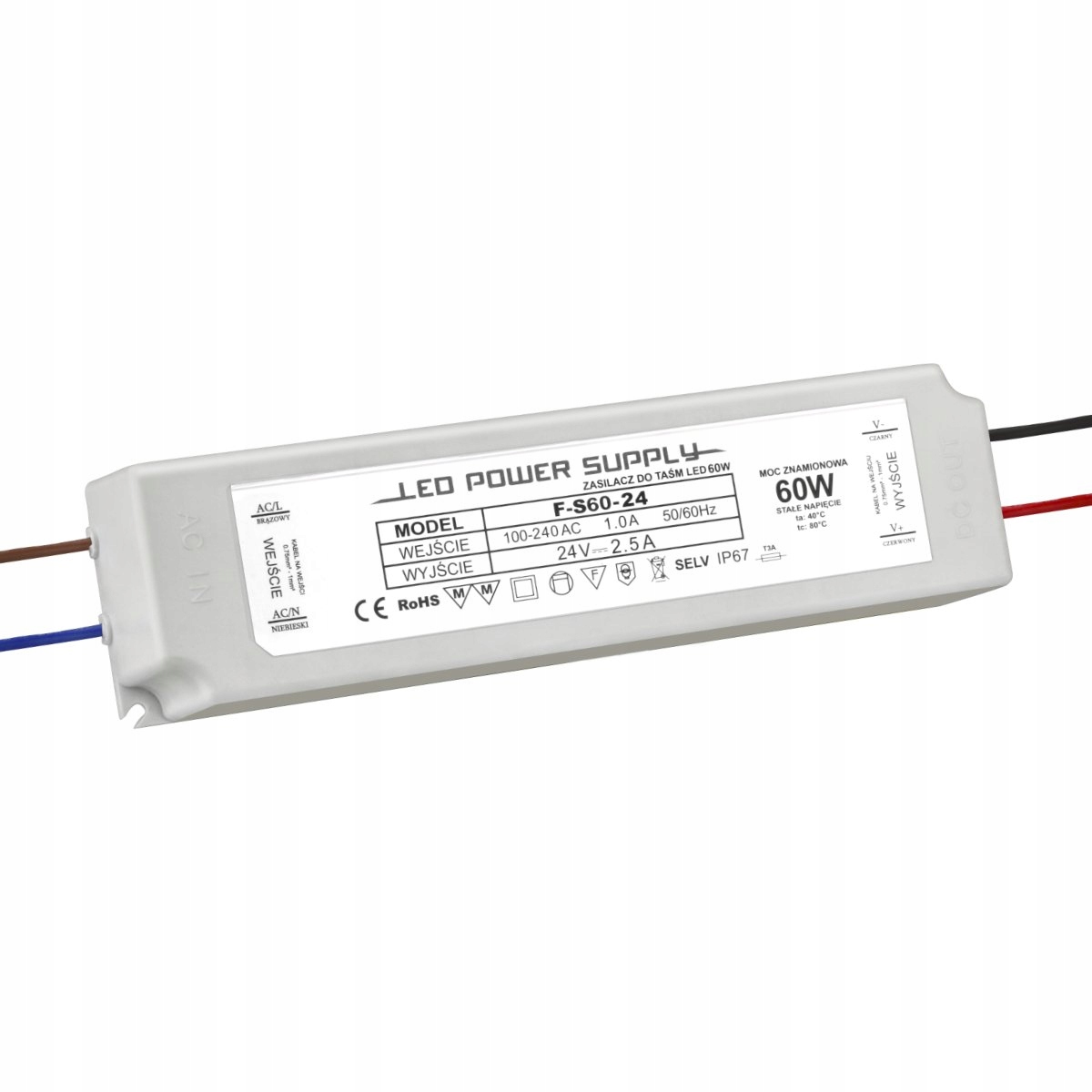 

Zasilacz Led 60W 24V Wodoodporny IP67 3 Lata Gwar.