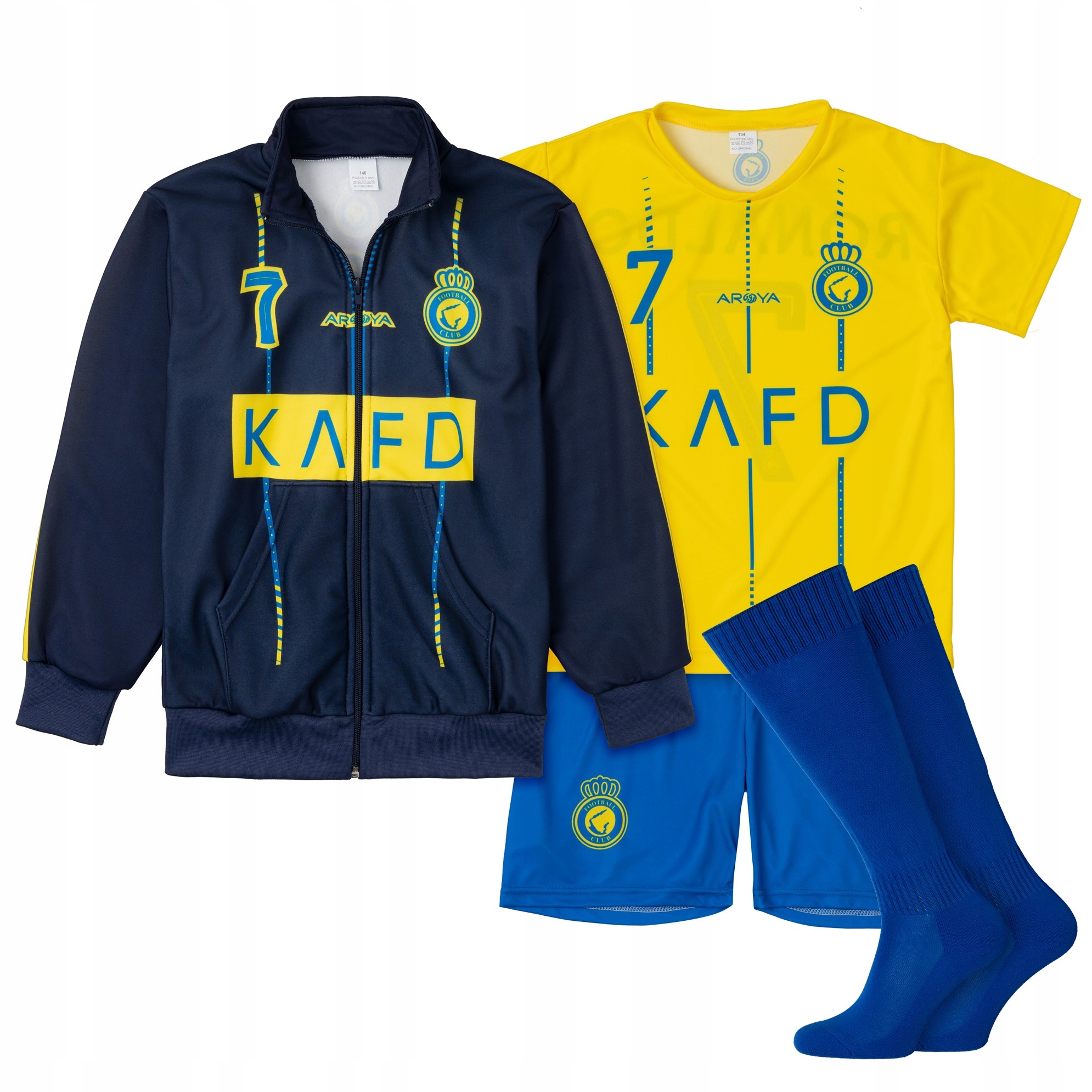 Strój / komplet piłkarski + bluza RONALDO AL NASSR 7 rozm. 140