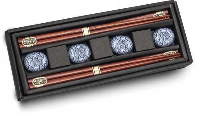 Zestaw Pałeczek z Podstawkami Seigaiha Japońskie Fale 4 pary 22,5 cm