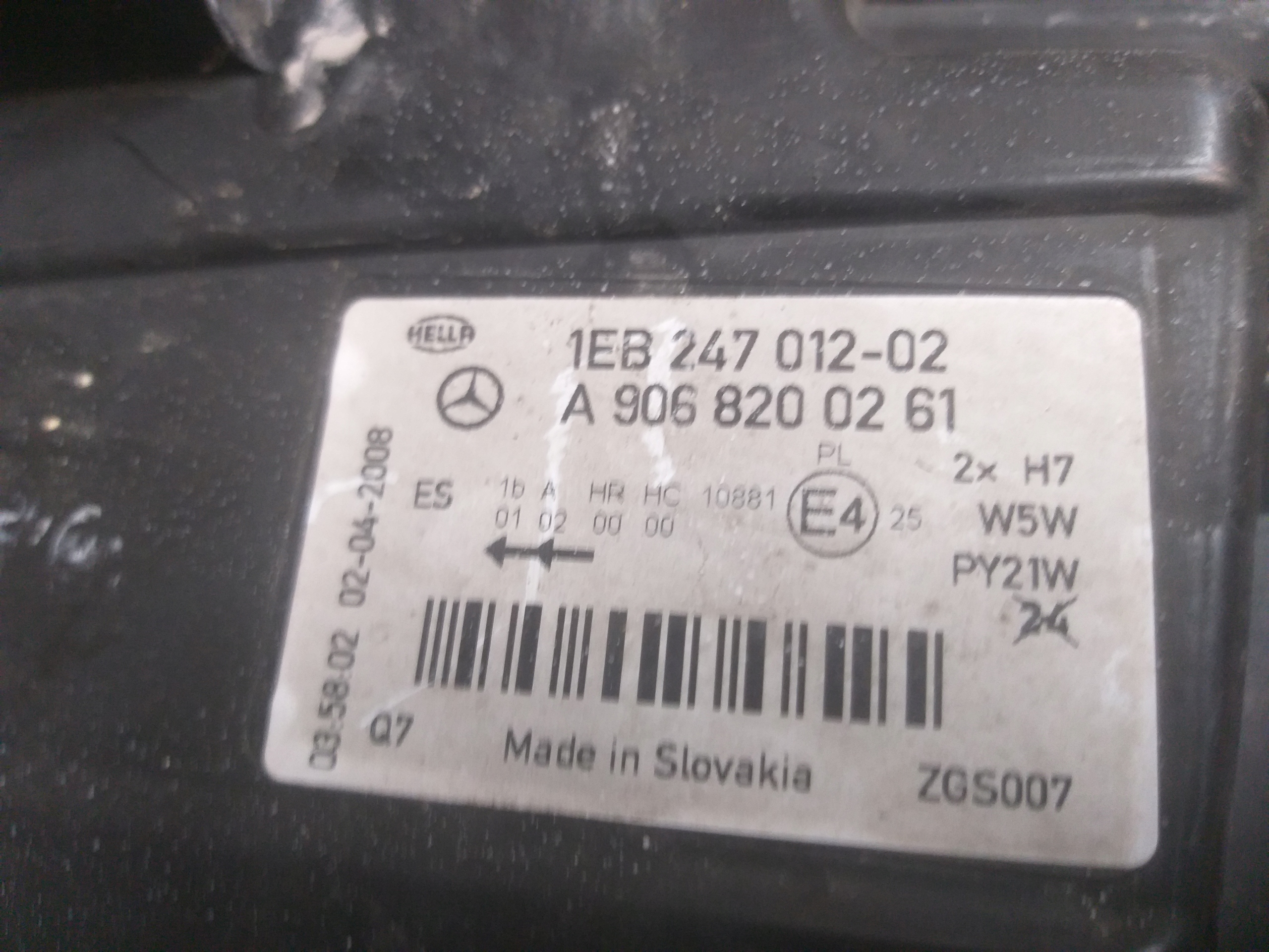 LIGHT FRONT RIGHT MERCEDES SPRINTER W906 06-14 A9068200261