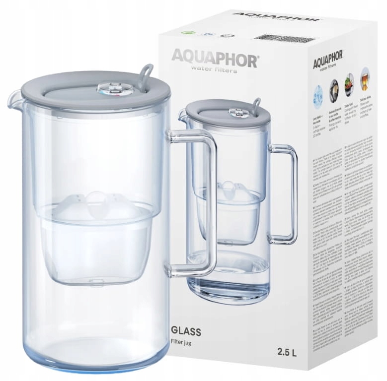 Filtrační konvice skleněná Aquaphor 2,5 l 1 náplň Maxfor+ Mg Šedá