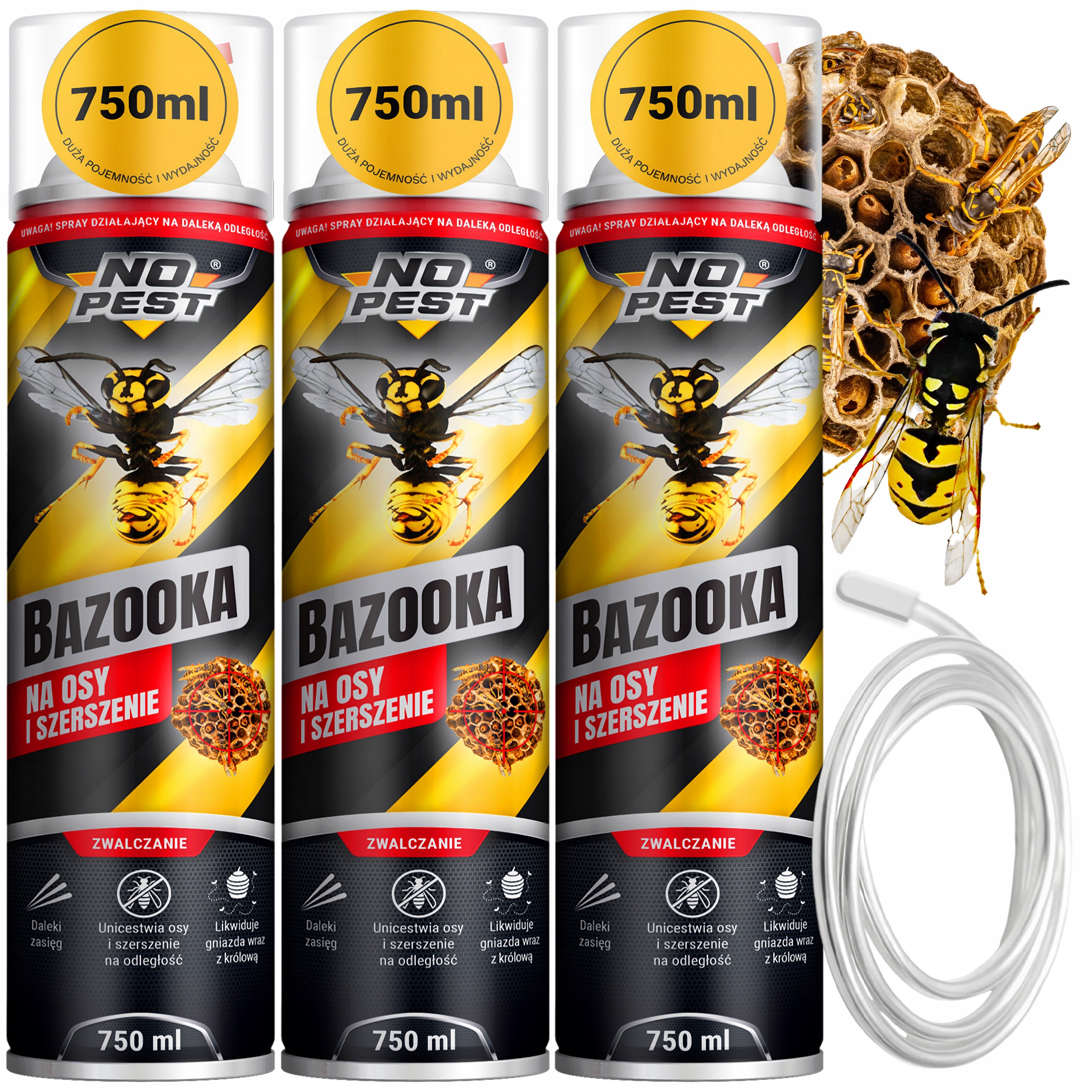 Środek Spray Oprysk Płyn Preparat Na Osy I Szerszenie Bazooka 750ML (3 Szt)