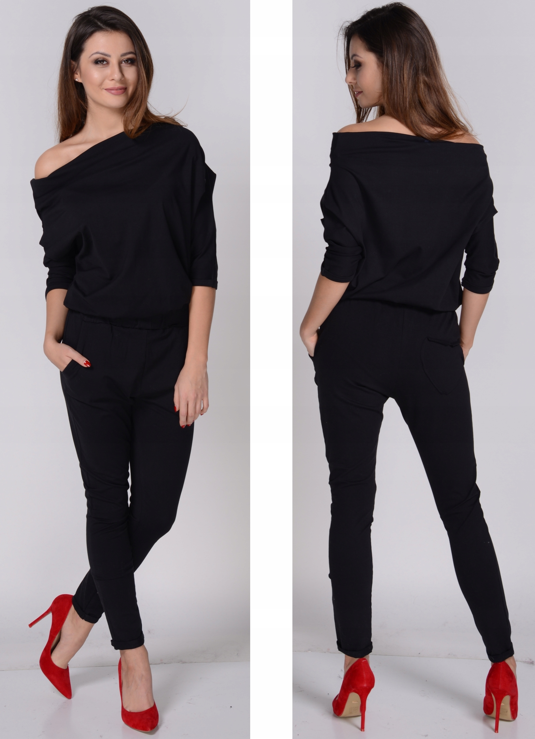 Komfortowy kobiecy kombinezon Czarny M/38 Kolor czarny