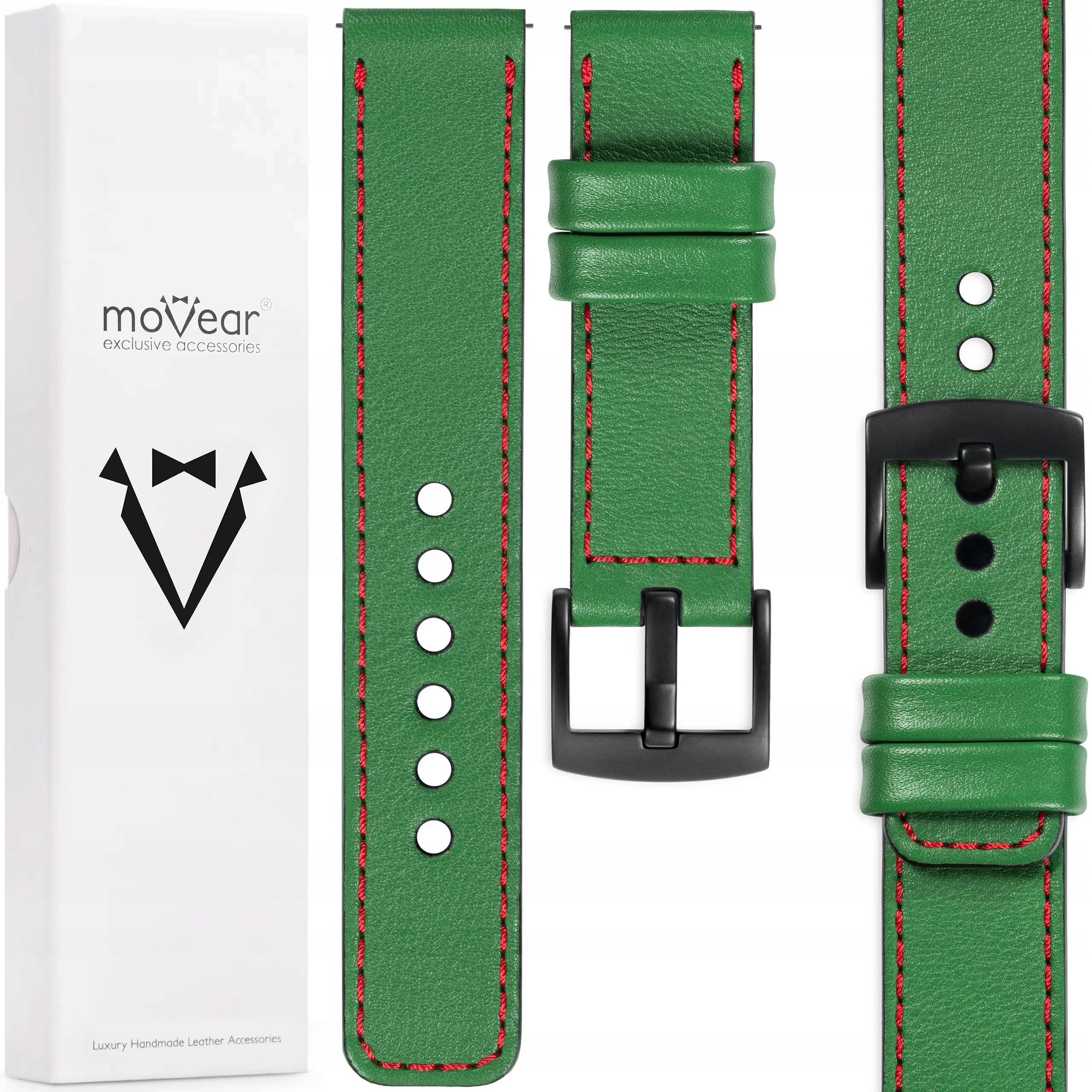 Prémiový řemínek 22 mm pro hodinky, exkluzivní, Polský kožený Movear