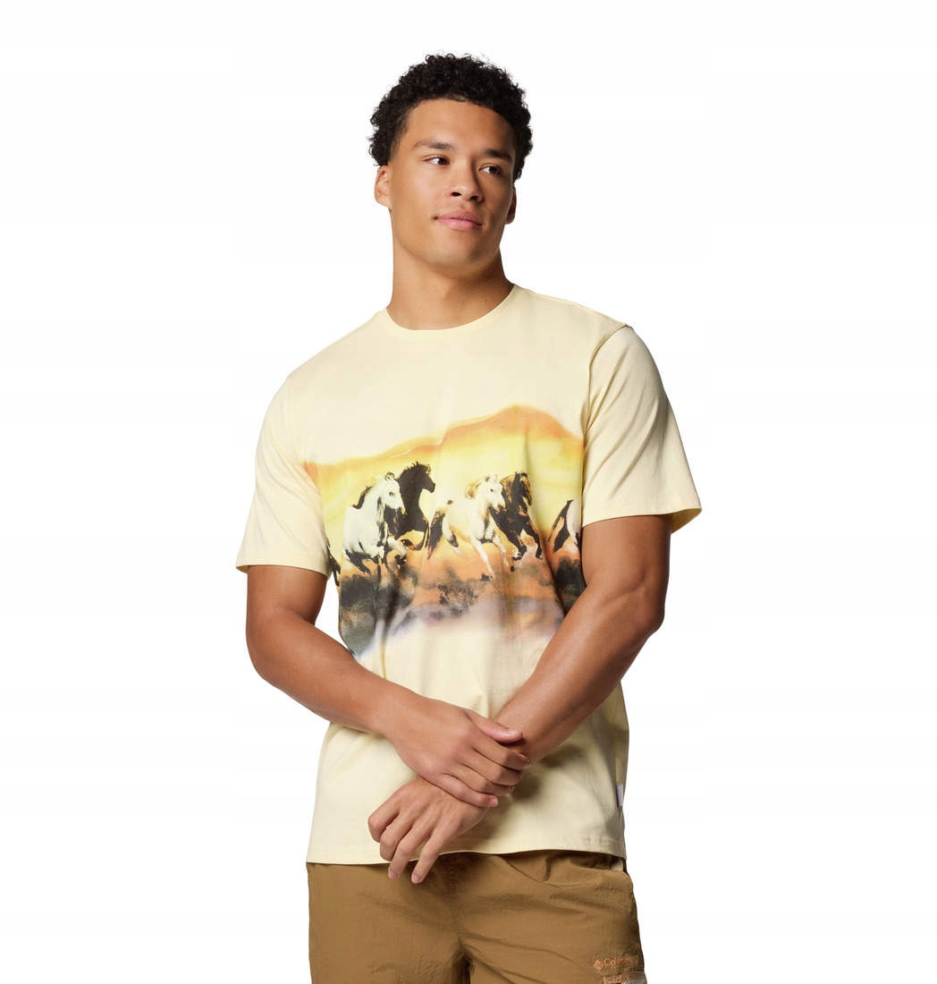 Pánské tričko Columbia Explorers Canyon Ss Tee Lemon Wash Wildly Fr L/XL