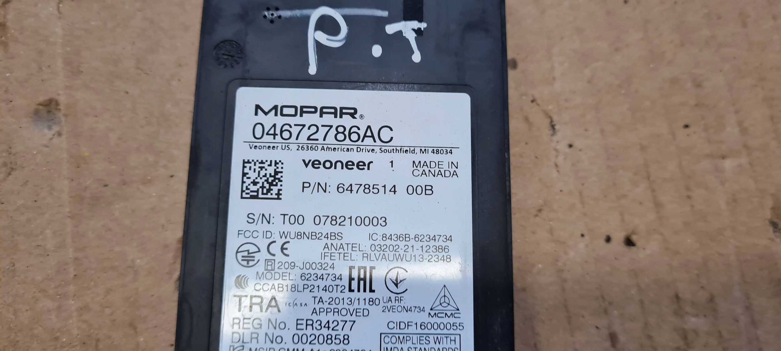 Chrysler Pacifica 2022 module control unit MARTWEGO POLA rear part 04672786AC