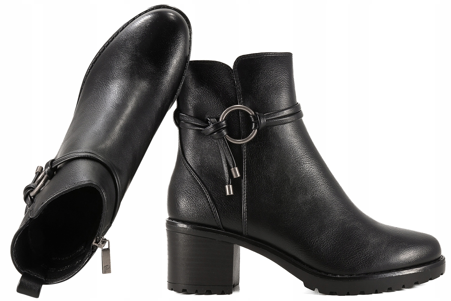 Potocki 25-12527BK Kotníkové Boty Zimní Kozačky Zateplené Na Podpatky Eko černé 41