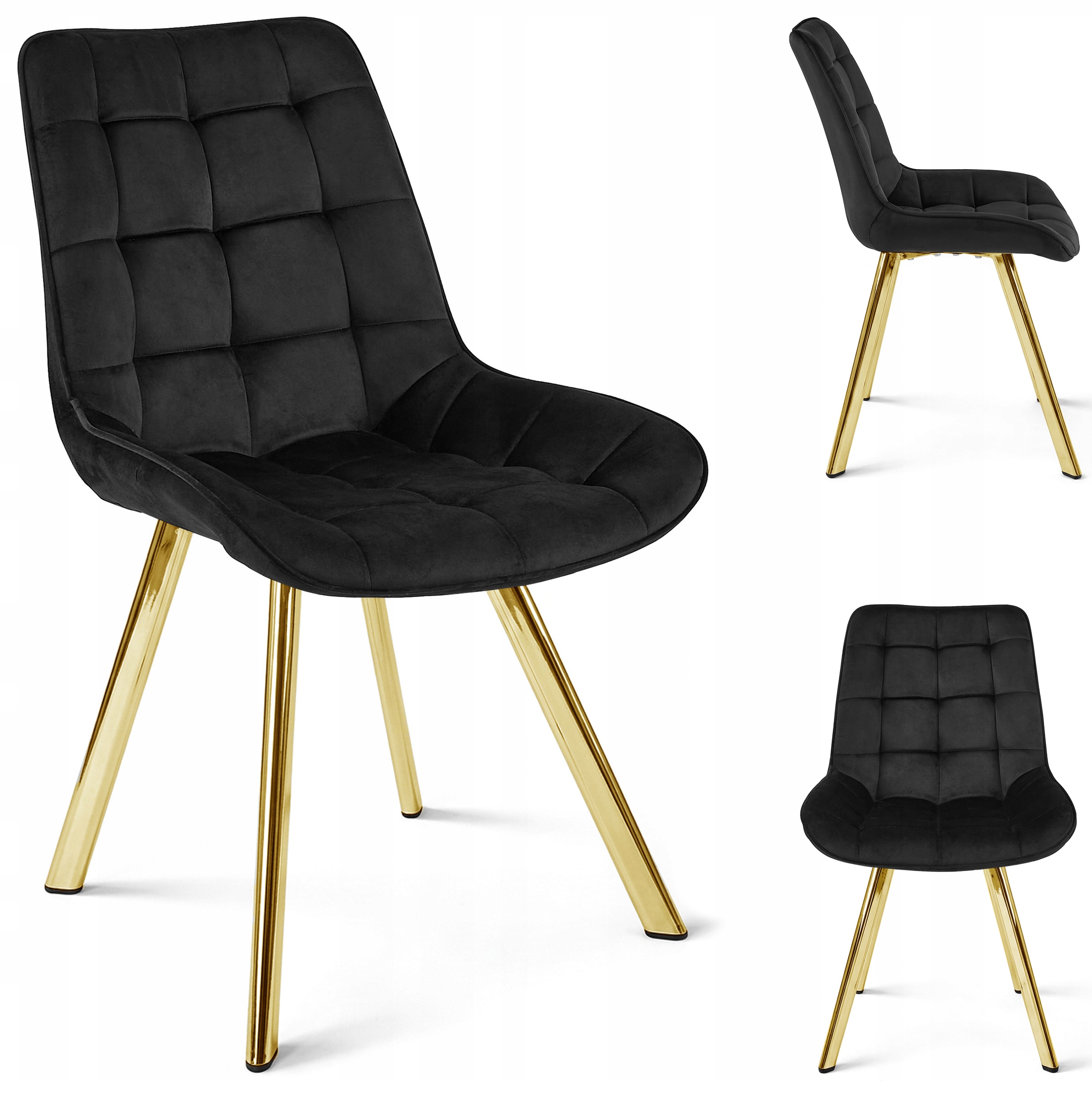 Krzesło Tapicerowane Welurowe Velvet Do Salonu Kuchni Jadalni Toro Czarne