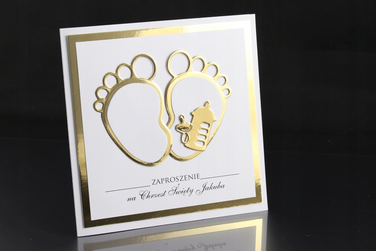 Zaproszenia na Chrzest ZŁOTE Personalizacja Wysokość produktu 14 cm