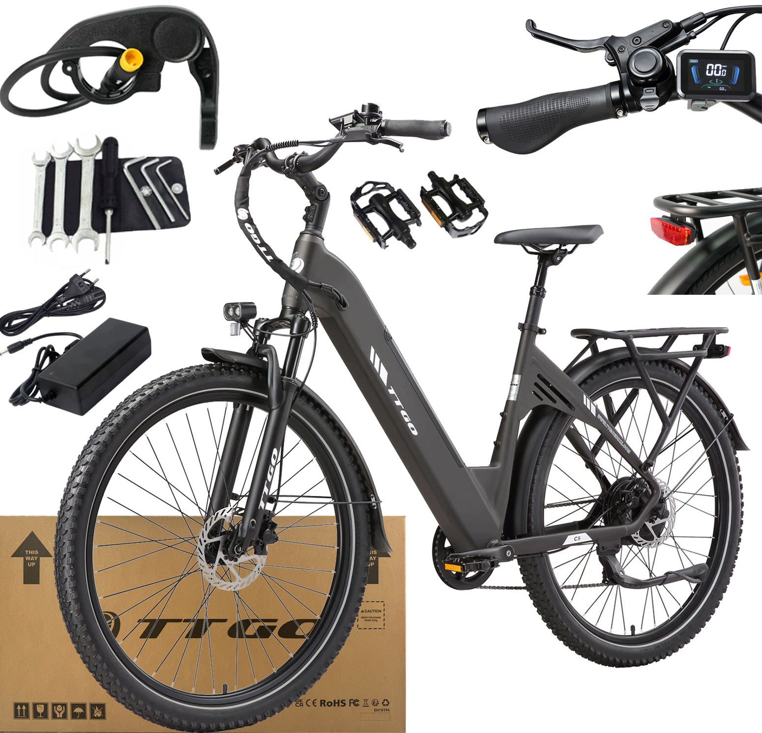 Ttgo C5 Elektrokolo 250W 25KM/H 13.5AH 110KM Palcová klapka