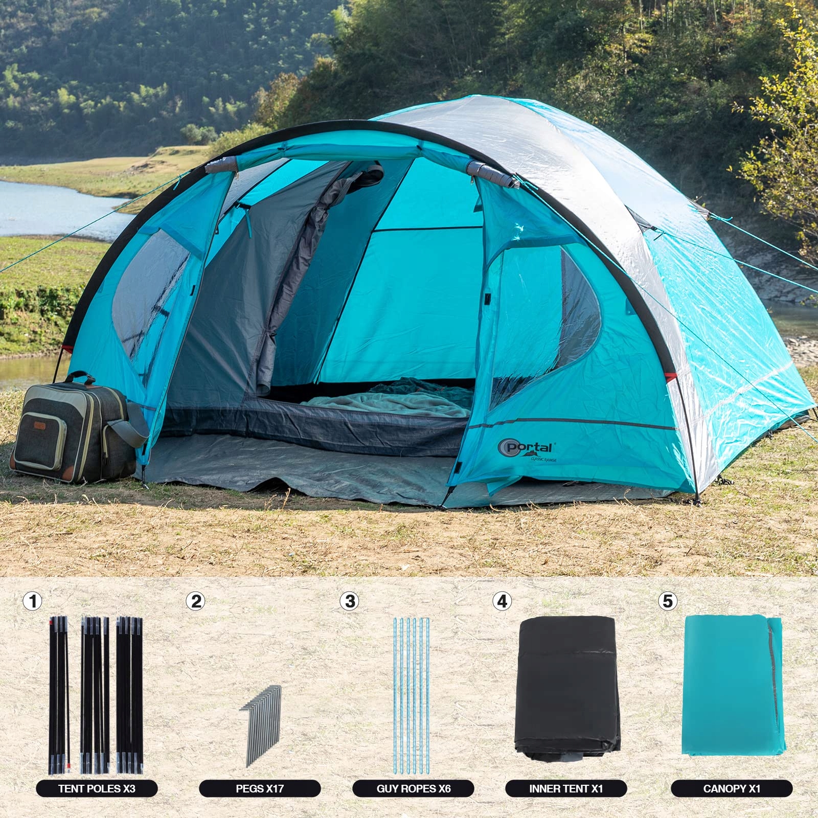 PORTAL Namiot Blackout 3-4 Osobowy Wodoodporny 4000mm Campingowy Outdoor — miniatura 8