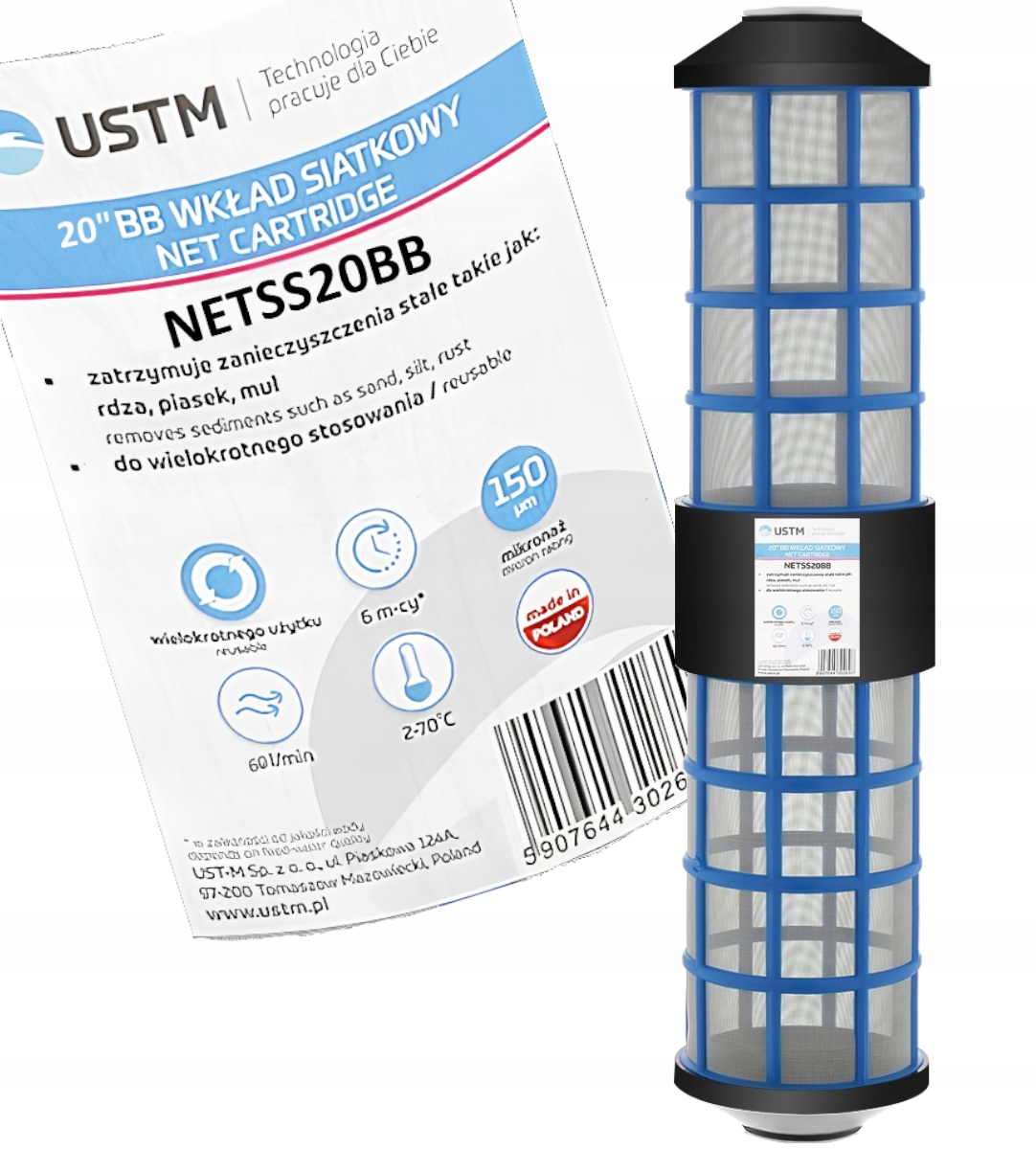 Sieťová vložka 20" Bb Big Blue na viacnásobné použitie Filter vody
