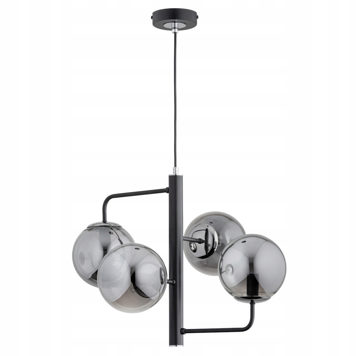 Závesná lampa čierna, sklenené gule, 4xE14 10W, obývacia izba, Lamur Alfa