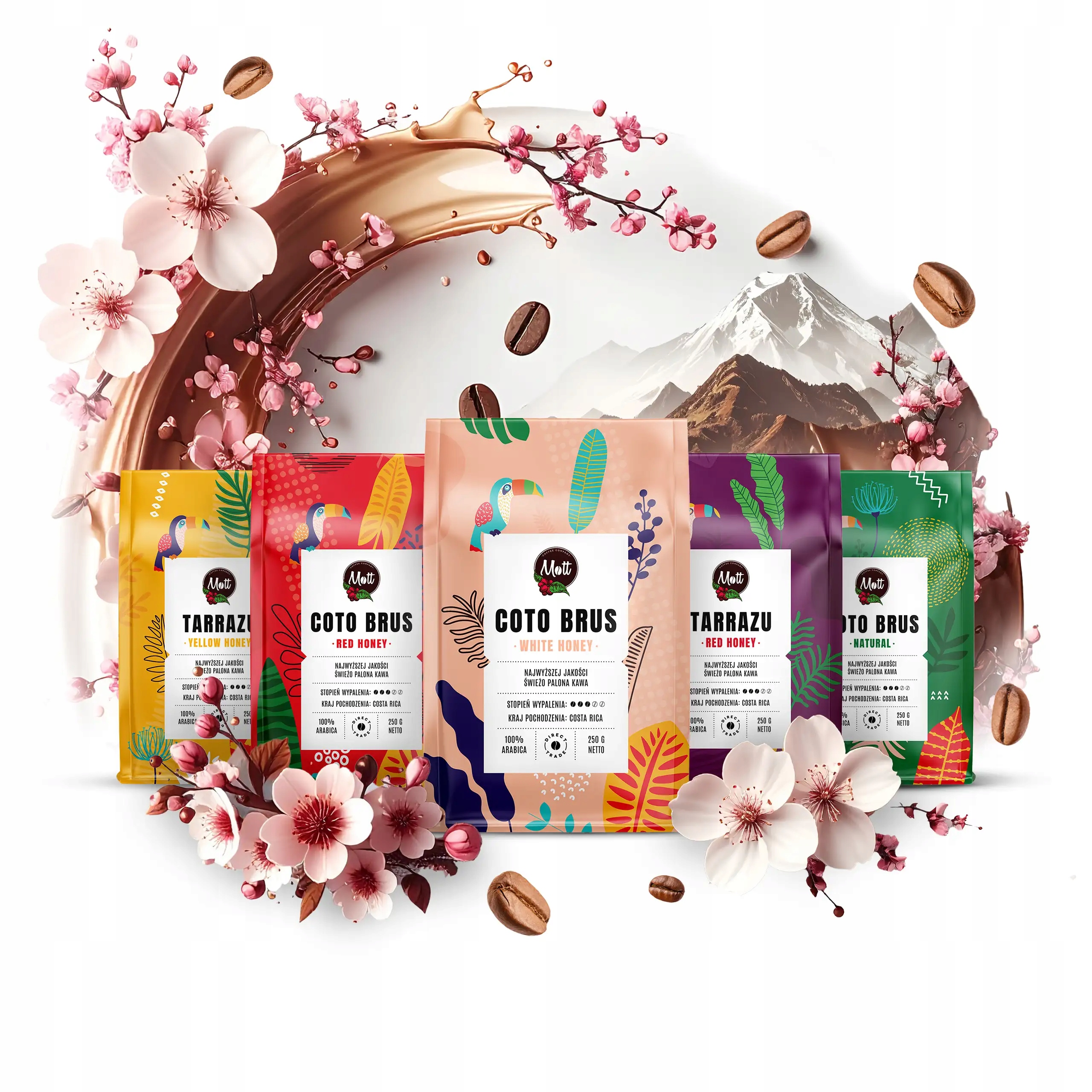 Levně Sada zrnkových káv 5x250g 100% Arabica Kostarika Speciality jako dárek