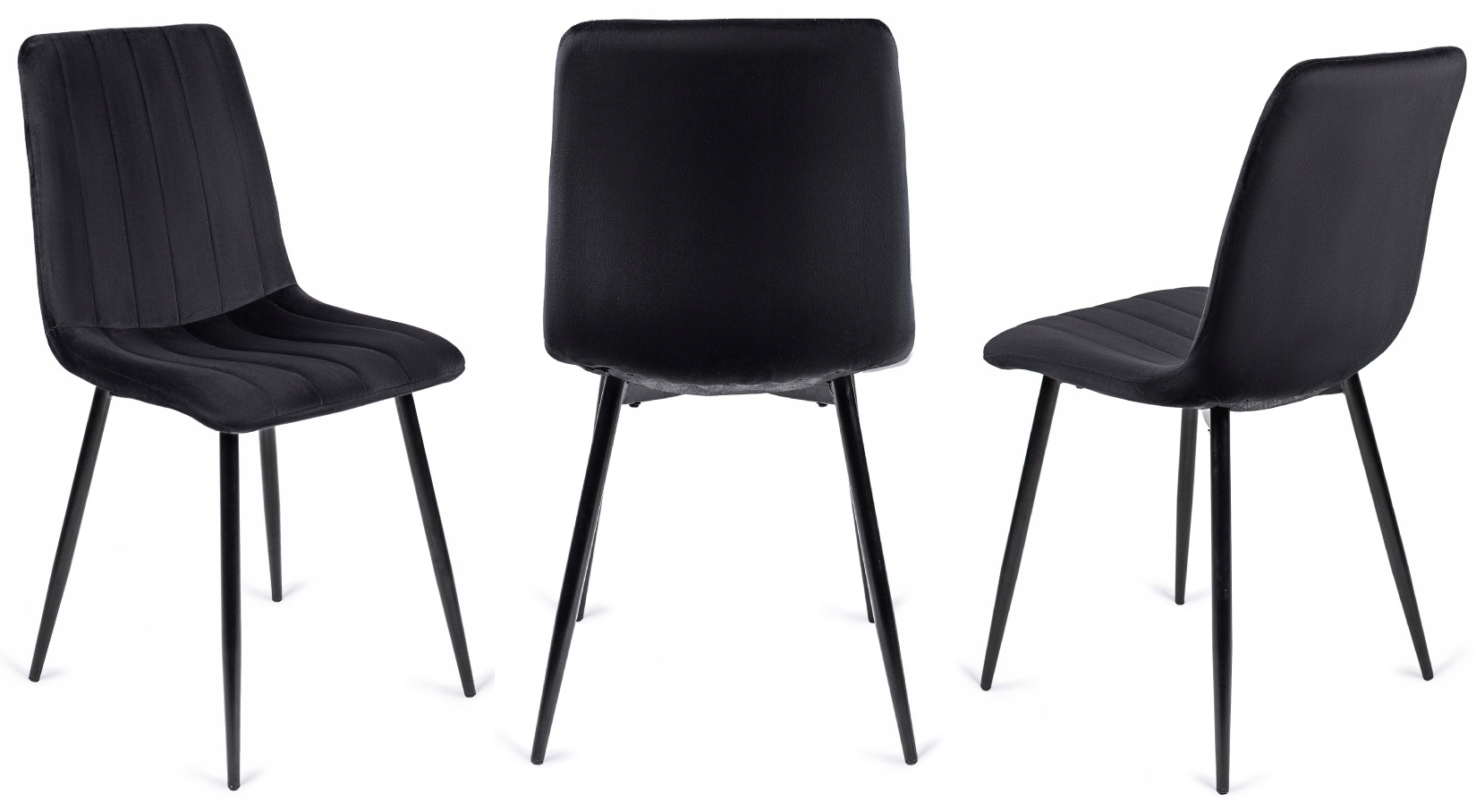 Krzesło Tapicerowane Welurowe Czarne Do Jadalni Kuchni Salonu Loft IBIS Głębokość siedziska 39 cm