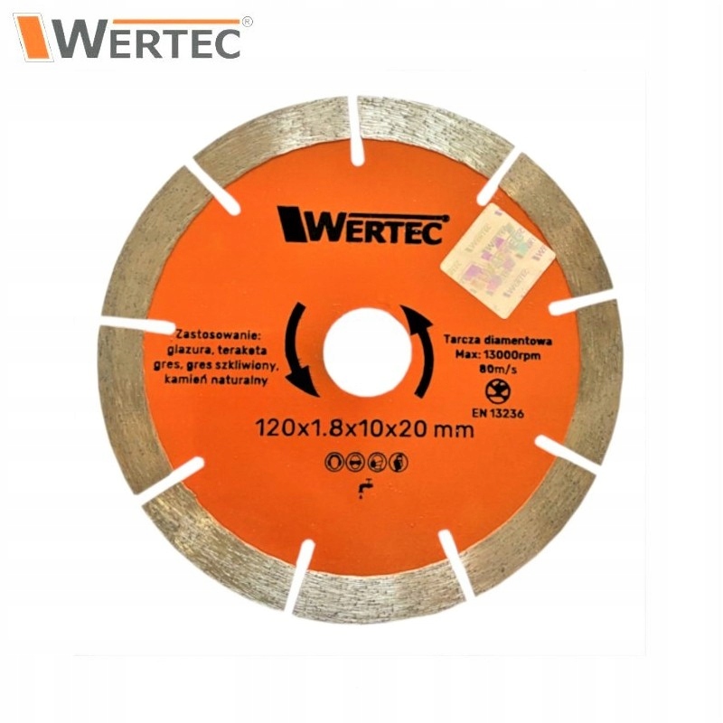 

Tarcza diamentowa 120x10x20mm Wertec WTDC120S