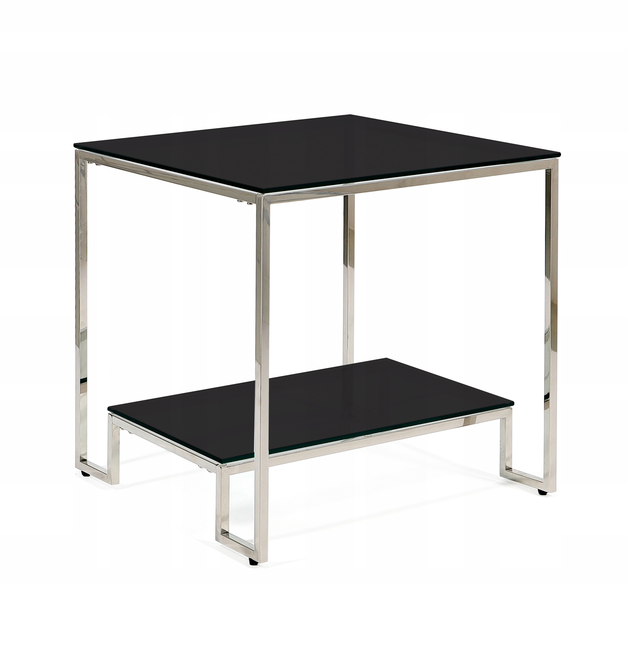 

Srebrny stół kawowy stolik ława 2 blaty 55x55cm