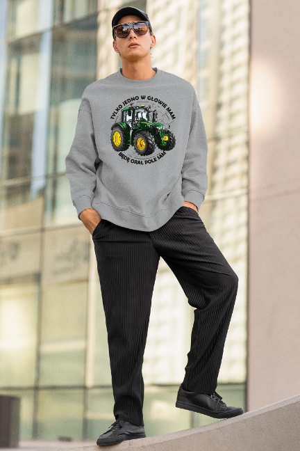 BLUZA CIEPŁA MOCNA WYTRZYMAŁA GRUBA 290 G Z TRAKTOREM CIĄGNIKIEM JOHN DEERE Rozmiar one size