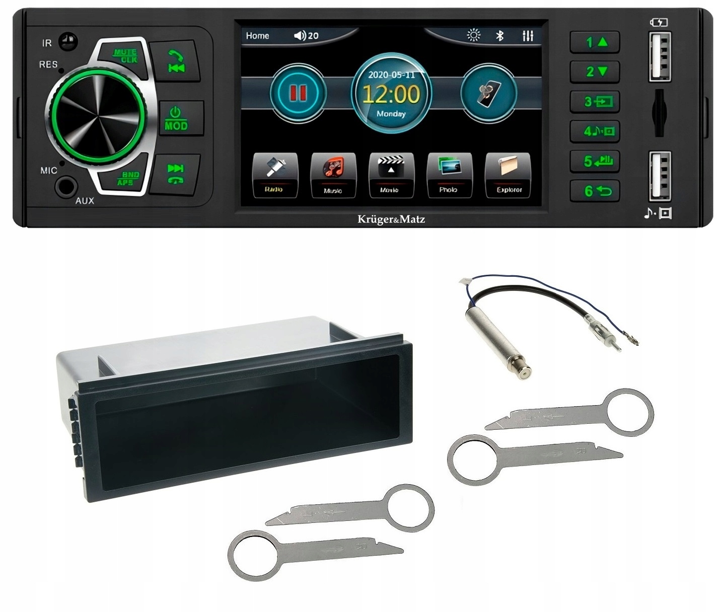 Autorádio Kruger&Matz KM2015 1DIN LCD Usb Bluetooth Vw Golf 4 Bora Passat B5