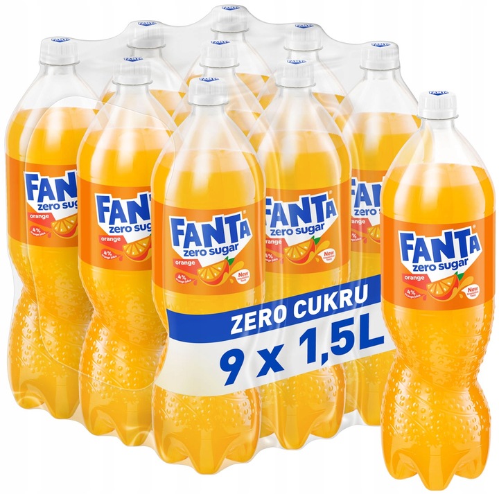 Fanta Zero napój o smaku pomarańczowym 1,5l 9x1,5l