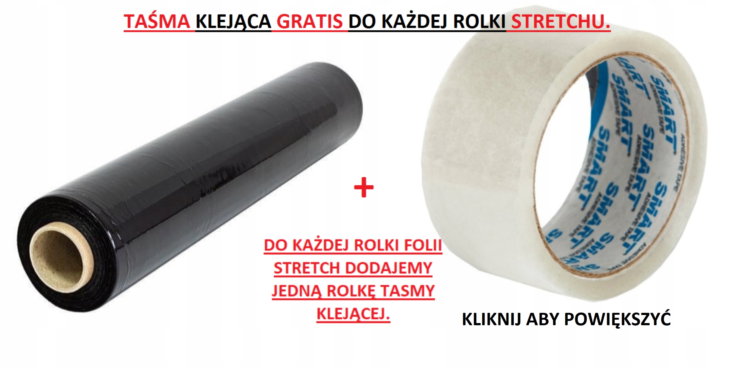 FOLIA STRETCH 3KG CZARNA STRECZ + TAŚMA GRATIS