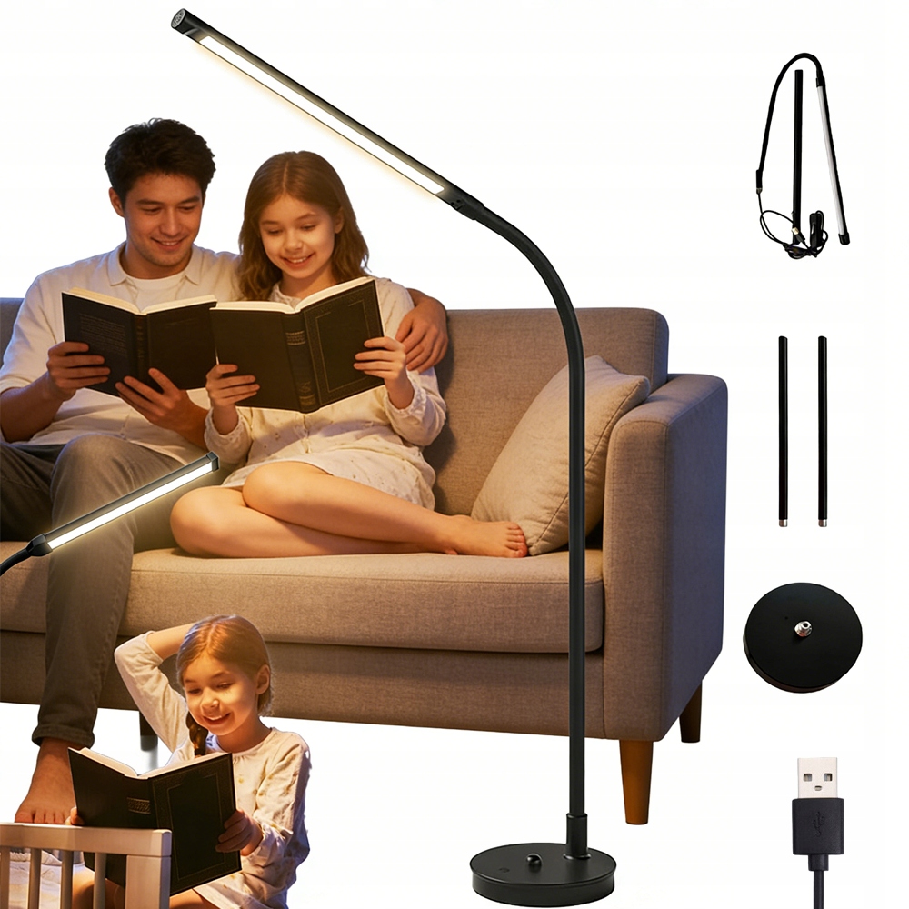 Obývací Pokoj 140 CM Podlahová Lampa Flexibilní Otočení O 360° Stojící Stolní Lampa