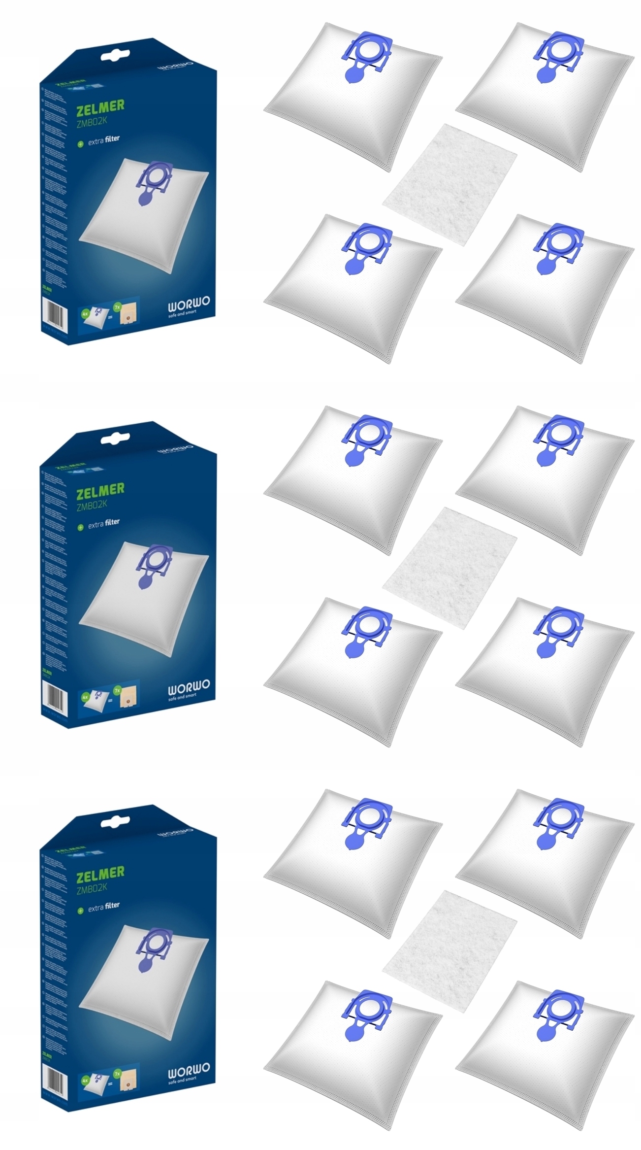 

12 sztuk Worki Zelmer Odyssey Meteor 2 Elf ZMB02K