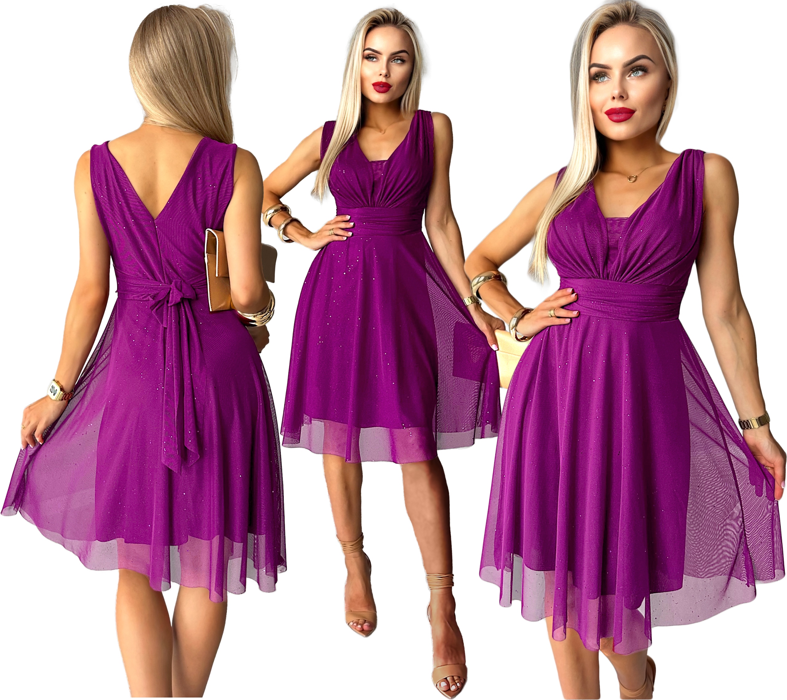 Elegantní dámské Šaty rozšířené, formální, šifon, brokát, velikost S Aisha