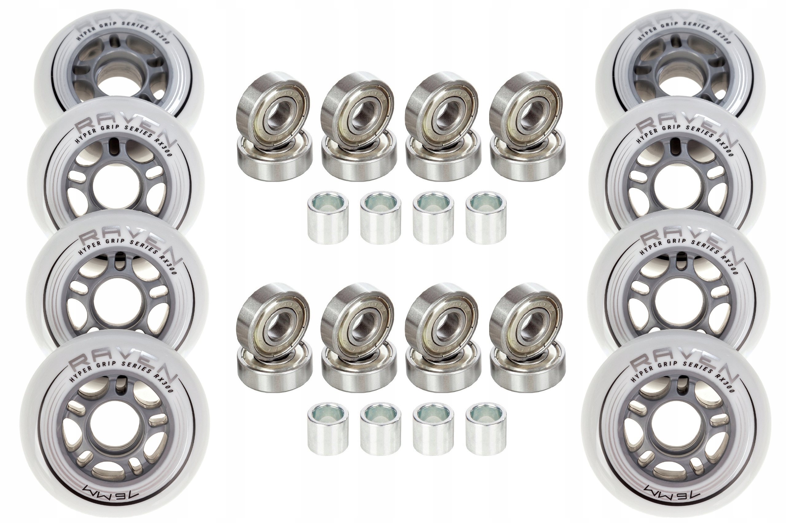 

8x Kółka do rolek 76mm +16x Łożyska Raven Abec7