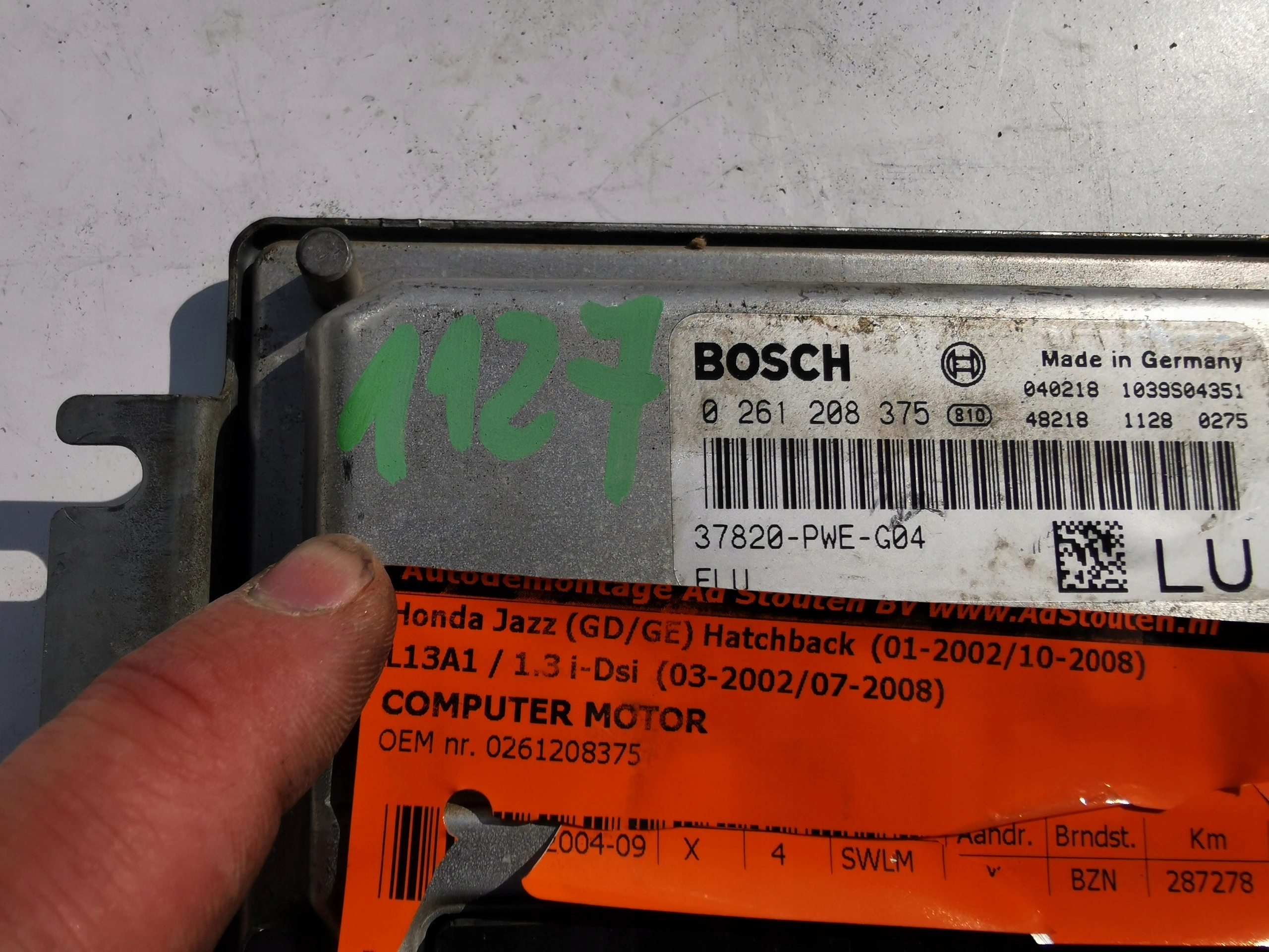 HONDA JAZZ 1.3B 37820-PWE-G04 0261208375 computer