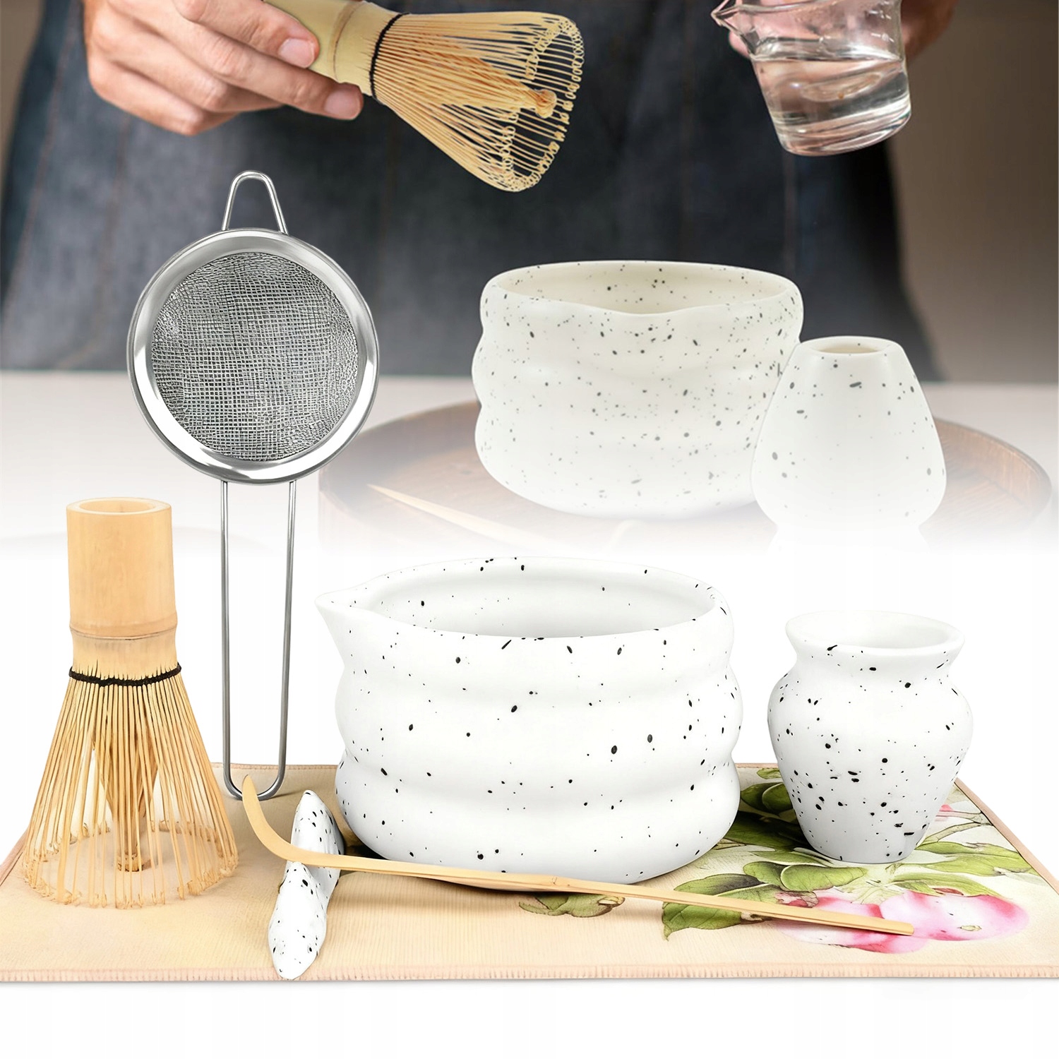 Levně Dárková Sada Na Čaj Matcha 7-DÍLNÁ Sada Podstavců Lžička